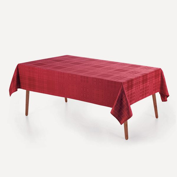 Toalha de Mesa Retangular 6 Lugares Tartan Vermelho