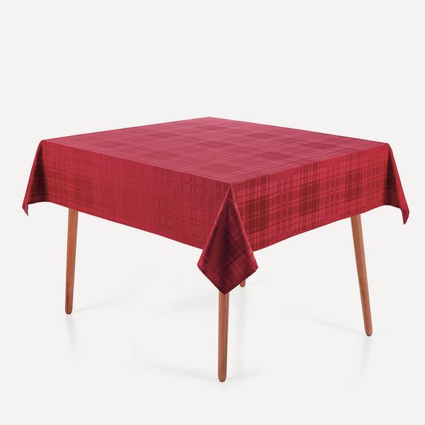 Toalha de Mesa Quadrada 8 Lugares Tartan Vermelho