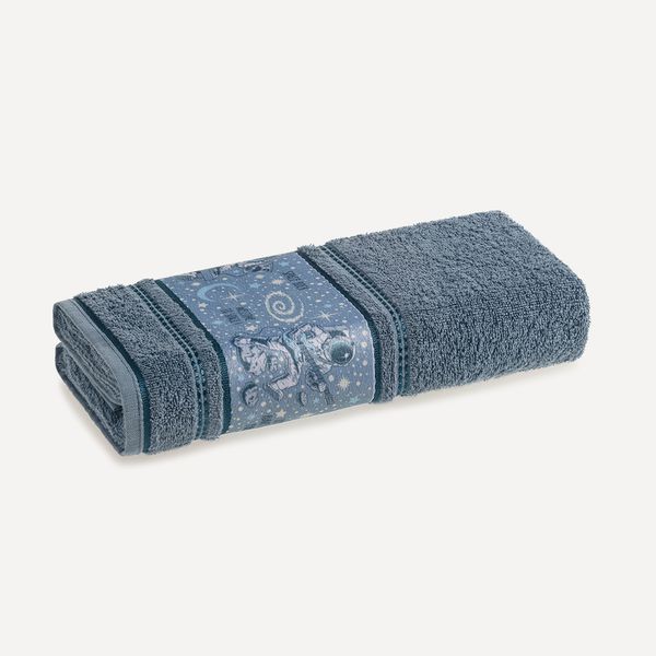Toalha de Banho Infantil Fio Cardado Espacial Azul Sereno