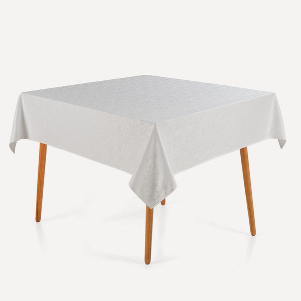Toalha de Mesa Quadrada 8 Lugares Jacquard Blanka Branco
