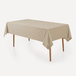 Toalha de Mesa Retangular 12 Lugares Jacquard Victória Noz Moscada