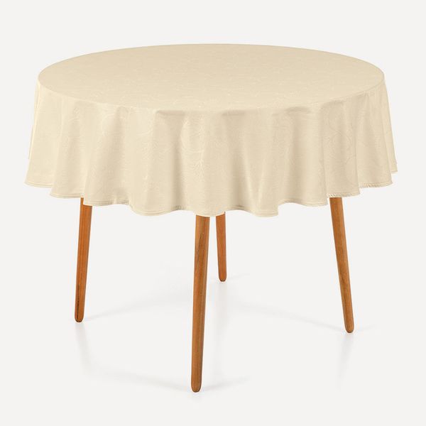 Toalha de Mesa Redonda 4 Lugares Jacquard Melli Natural