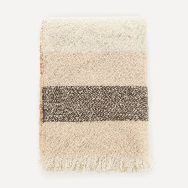 Manta de Tricot de Lã Escovada Lira Café Creme