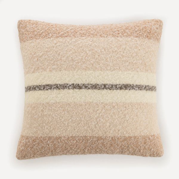 Almofada Decorativa Quadrada de Lã Escovada Lira Café Creme