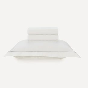 Jogo de Cama Solteiro 200 Fios Percal 100% Algodão Deliz Branco/Cinza