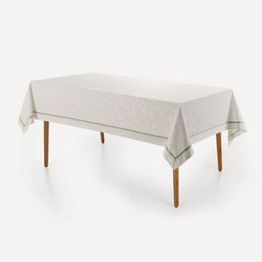 Toalha de Mesa Retangular 6 Lugares Antoni Branco/Bege