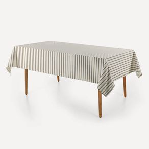 Toalha de Mesa Retangular 8 Lugares Zaira Branco/Taupe