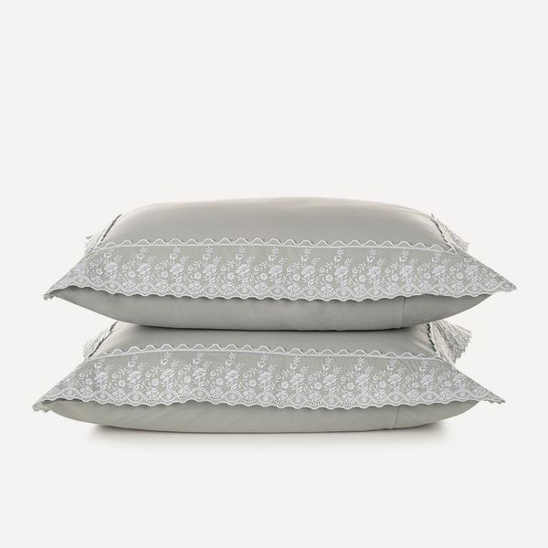 Fronha 2 Peças 200 Fios 100% Algodão Antônia Mineral/Branco
