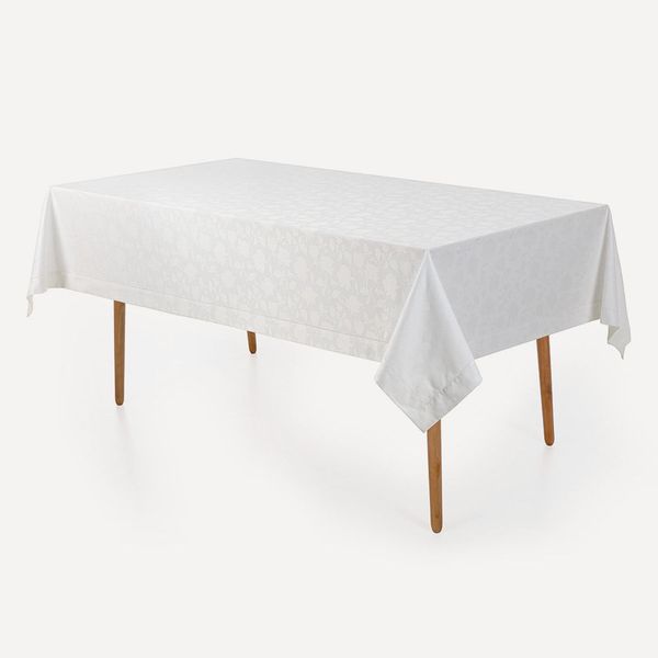 Toalha de Mesa Retangular 8 Lugares Easy Wash Victória Branco