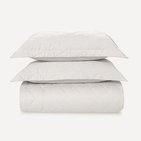 Colcha Casal com 2 Porta Travesseiros Cetim 300 Fios Bossa Branco