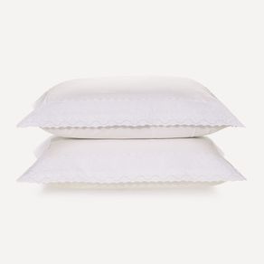Fronha 2 Peças 200 Fios Bordado Antônia Branco/Branco