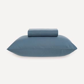 Lençol Solteiro com Elástico e Fronha 100% Algodão Matiza Azul Porcelana