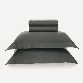 Jogo de Cama King 300 Fios 100% Algodão Bossa Cinza Nanquim