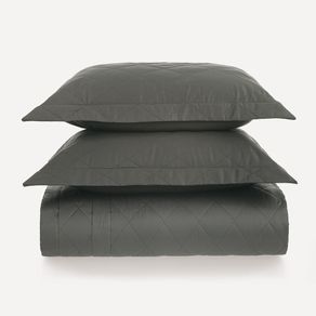 Colcha Queen com Porta-travesseiro 300 Fios Bossa Cinza Nanquim