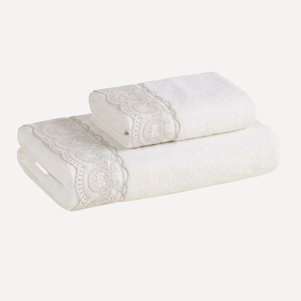 Kit Toalha Banhão e Rosto 100% Algodão Alice Branco