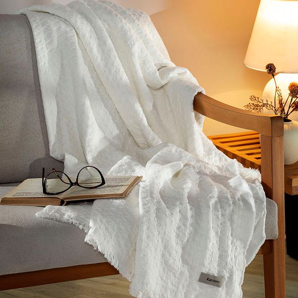 Manta Decorativa 100% Algodão Cora Ivory