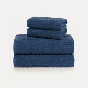 Kit Banhão e Rosto 4 Peças 100% Algodão Softmax Nero Cobalto
