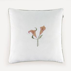 Almofada Decorativa Quadrada 100% Algodão Estela Branco/Rosa