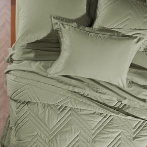 Colcha King com 2 Porta-travesseiros 200 Fios Ivy Sálvia